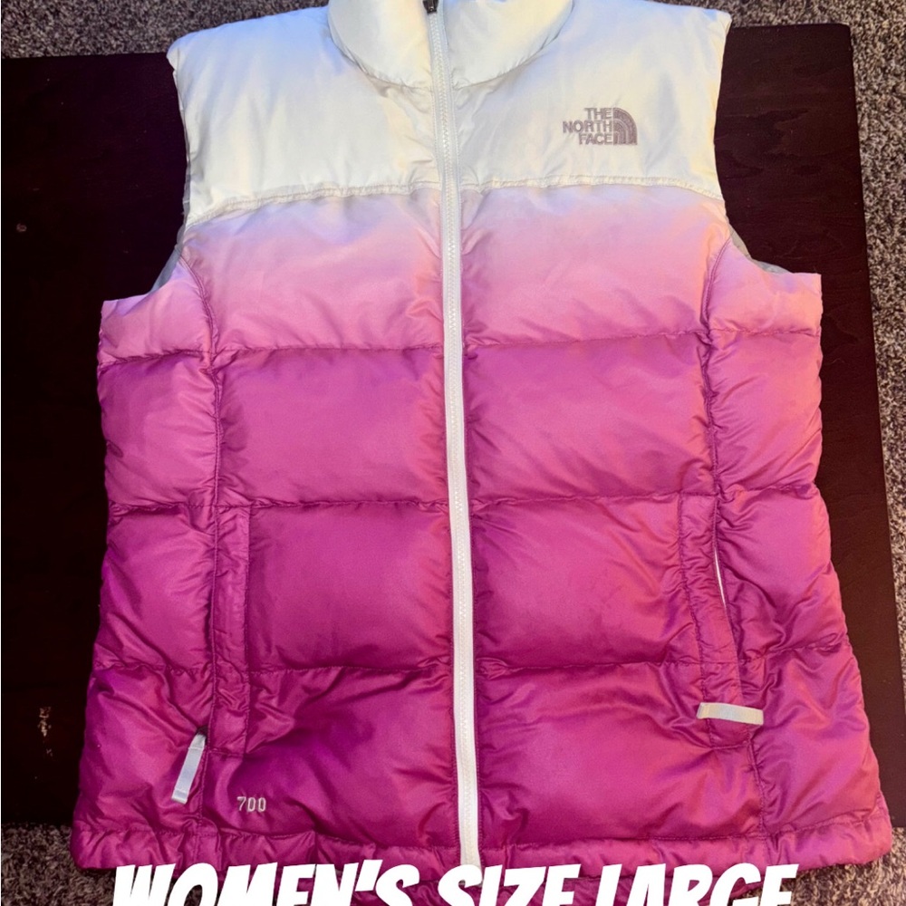 The North Face Pink and White Ombre Puffer Vest